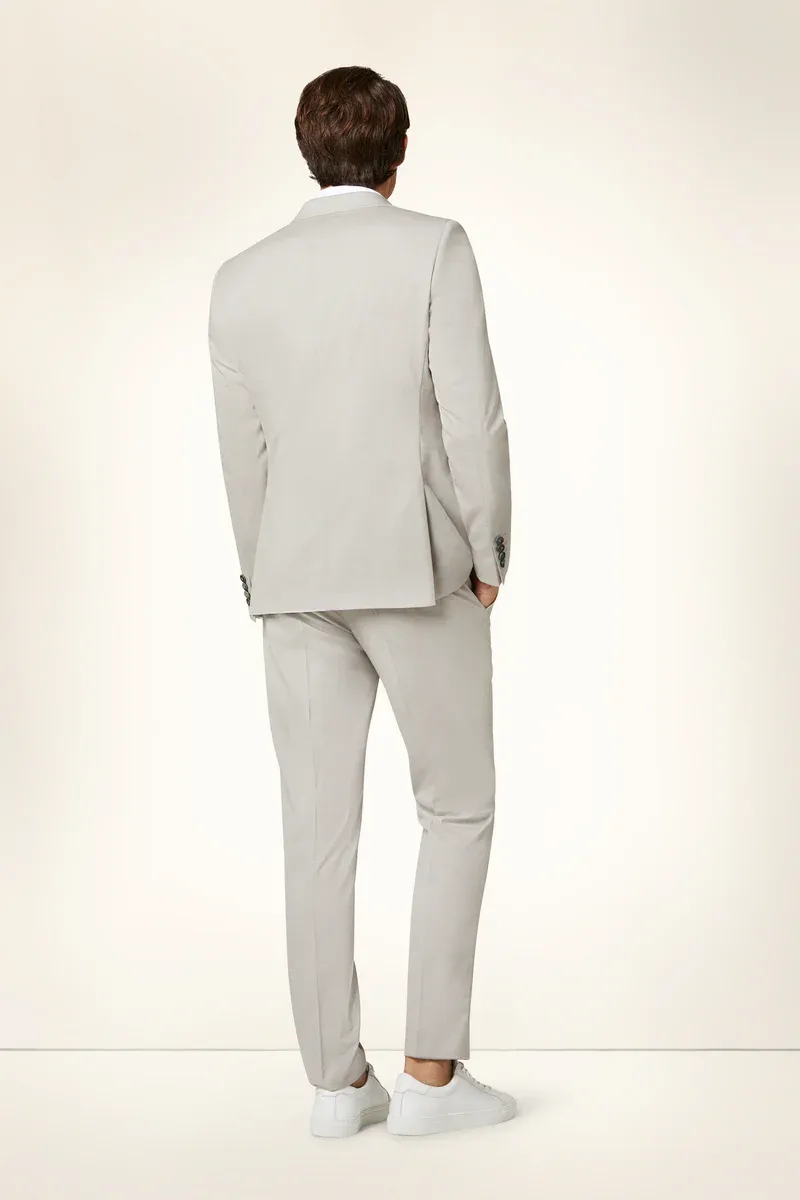 Dressman γαμπριάτικο κοστούμι slim fit μπεζ stretch — πίσω όψη
