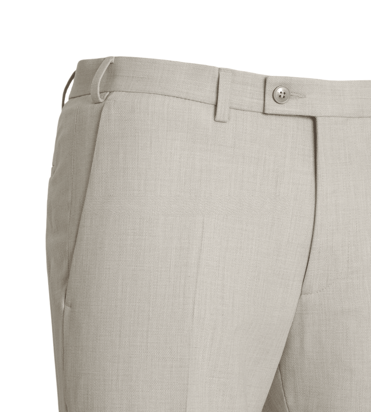 γαμπριάτικο κοστούμι slim fit μπεζ— μπροστινή όψη παντελόνι